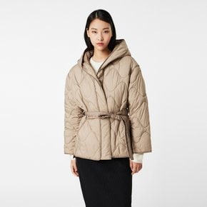 여 다운필 루즈핏 후드 하프 점퍼(BEIGE / NAVY)