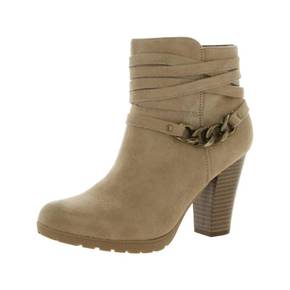 3990509 White Mountain Sammuel Womens Faux Suede Stacked Heel Ankle Boots