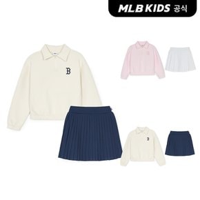 MLB키즈 (공식) 25SS 클래식 모노그램 여아 카라 맨투맨 세트 (2color)7FS2M0251-SET