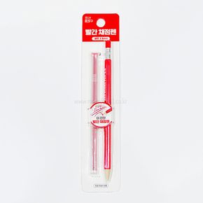 일정문구 빨간 채점펜 리필 세트 노크식 색연필 2.6mm