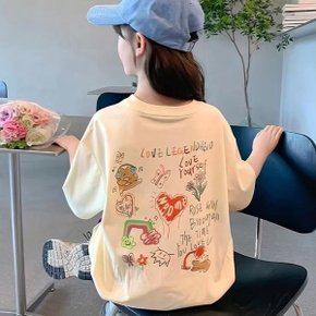 베비포 주니어 여아 반팔티 초등 일러스트 그래픽 루즈핏 여름티 ...