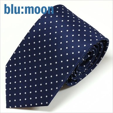 blu:moon 넥타이 시크도트 navy- 8cm