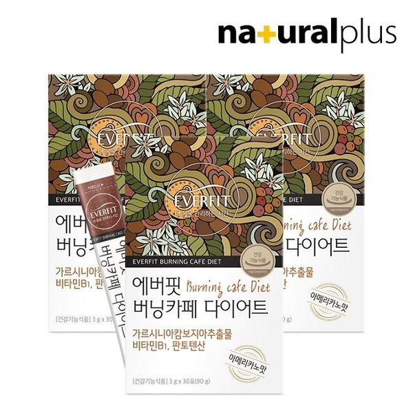 에버핏 버닝카페 다이어트 아메리카노맛 30포 3박스 / 수용성 가르시니아 체지방감소