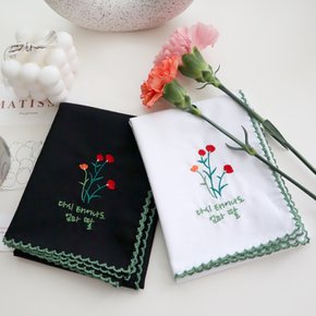 마음을 담은 카네이션 자수 손수건 2color