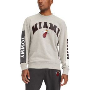 4877068 TOMMY JEANS Mens Tommy Jeans Gray Miami Heat James Patch Pullover Sweatshirt