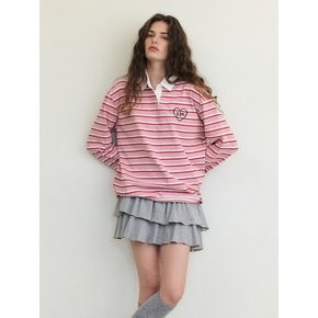 Love Stripe Collared T-Shirt, Pink