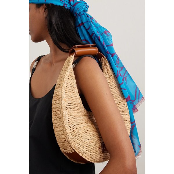 스타우드 문 가죽 트리밍 라피아 토트백 46376663163027437