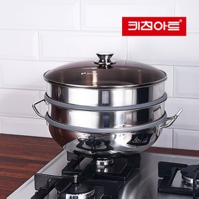 통3중 인덕션 3단 스텐 찜냄비 찜솥 찜기 전골냄비 33cm