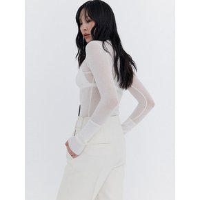 Knit Rib Half Turtleneck T-shirt_Ivory