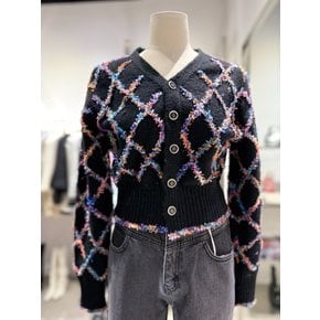[여주점] 패턴 배색 V넥 가디건 ES1JK103