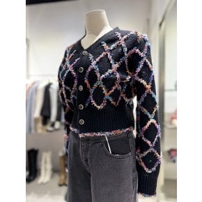 [여주점] 패턴 배색 V넥 가디건 ES1JK103
