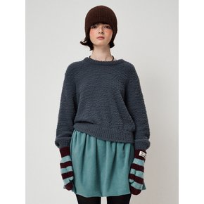 FLUFFY KNIT PULLOVER, CHARCOAL