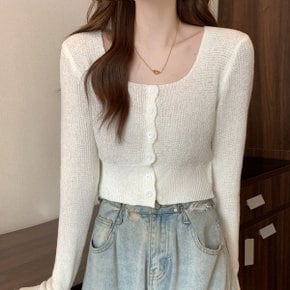스퀘어넥 심플 디자인 데일리 여성 가디건 LK-G017