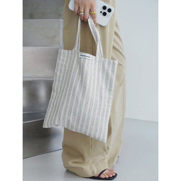 Grey Stripe Cotton Bag