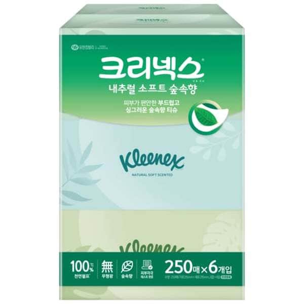 [쓱7클럽]크리넥스 내추럴소프트 숲속향 250매*6입