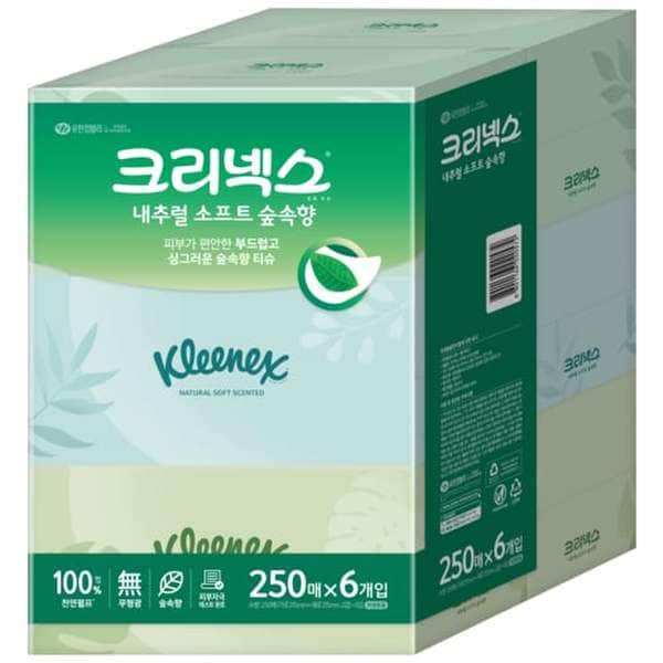 [쓱7클럽]크리넥스 내추럴소프트 숲속향 250매*6입