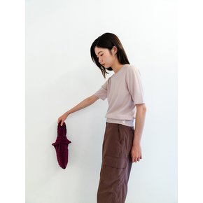 SIGNATURE WOOL HALF SLEEVE KNIT TOP_LIGHT PINK