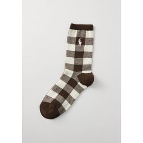 5187819 Ralph Lauren PLAD CREW SOCK SINGLE 6 PACK - Socks brown heather