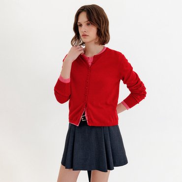 룩캐스트 사라 버튼 니트 가디건_레드 / SARAH BUTTON KNIT CARDIGAN_RED