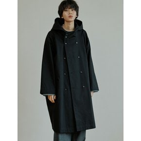 unisex trench hood coat black