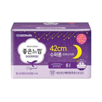  좋은느낌 생리대 슬림 수퍼롱 8매 X 1팩_42Cm_에어핏쿠션_날개형