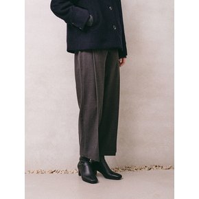 Round Tuck Wool Pants (Dark Grey)