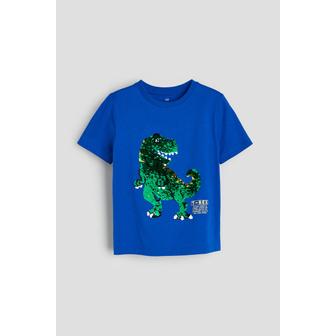 H&M 리버서블 시퀸 티셔츠 브라이트 블루/공룡 1119685009