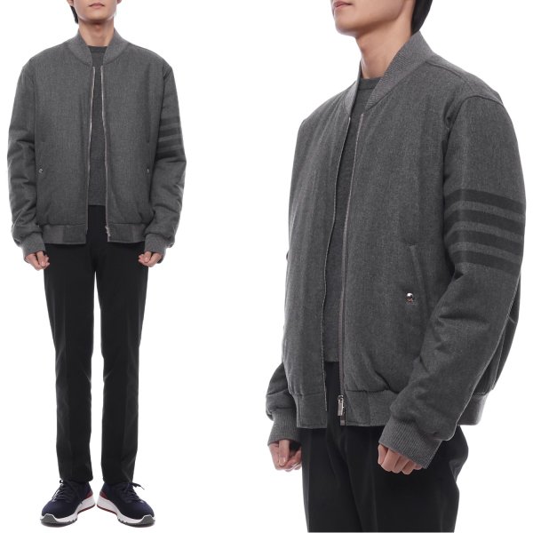 [부산점] 25FW 남성 사선 스트라이프 다운 봄버 재킷 (MJD073X 06393 035 25F)