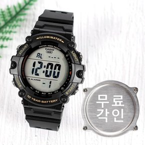 무료각인  AE-1500WHX-1A 군인 전자 아웃도어 롱밴드 남자 우레탄 시계 a