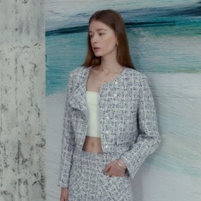 KOOLHASS Asymmetric Cropped Tweed Jacket_Lavender