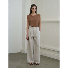 Double Tuck Wide Pants_Oatmeal