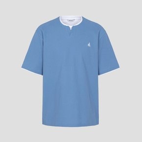 24SS 밀라노조직 레이어드 라운드넥 티셔츠 - 블루(BC4342C10P)