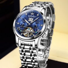 올레프(blue H) 손목 시계 남성 골드 자동 감기 시계 금 기계식 골격 비즈니스 시계 남성 방수