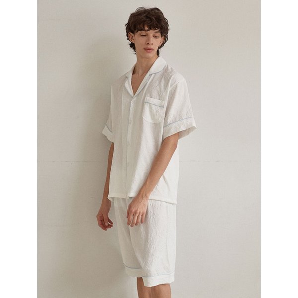 남성 샤르망 반소매 카라 잠옷