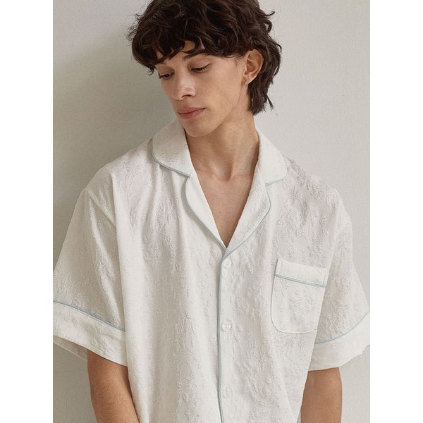 남성 샤르망 반소매 카라 잠옷