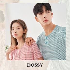 체크 냉감 반소매 라운드 잠옷세트(5Colors)