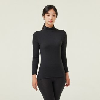 JAJU *정상가 25,900원*여 JAJU HEAT_코튼 모크넥 티셔츠_BLACK