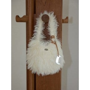 Coton de Tulear Fur Handmade Crochet Mini Tote Bag (+Metal comb necklace) _ Cream