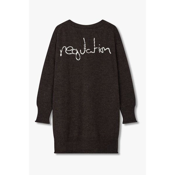 [REGULATION]백 레터링 울 니트 가디건 [챠콜] 6615330005000