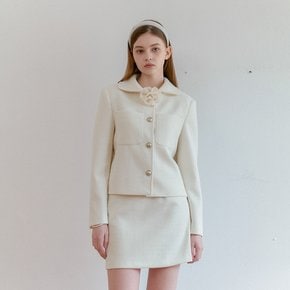 ROSE CORSAGE CLASSIC TWEED JACKET_IVORY