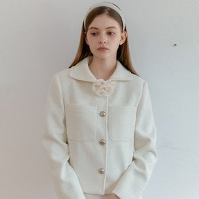 ROSE CORSAGE CLASSIC TWEED JACKET_IVORY