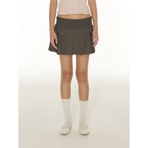 COTTON FOLD PLEATS MINI SKIRT - KHAKI