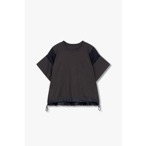 [사카이]여성 새틴 패치 슬리브 티셔츠 6414321102