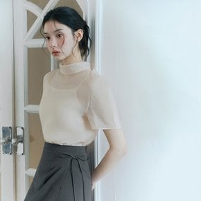[26 F/W] 하프 슬리브 시어 블라우스 ITQ8ZBL410