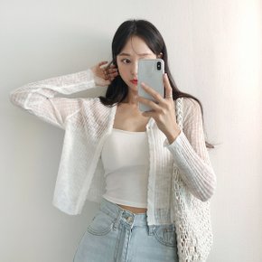 사심가득 물결 원버튼 시스루 긴팔 가디건(tee1288)