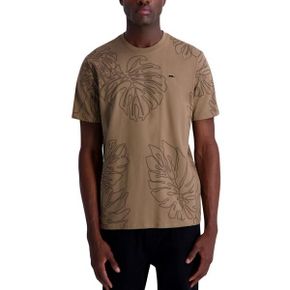 칼라거펠트 맨즈 라지 Palm Leaf 그래픽 티셔츠 - 탄 27266959 1388217