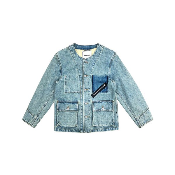 BLUE SHADOW POCKET CREWNECK DENIM WORKER JACKET