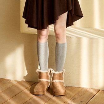 핑크파인애플 [2PAIRS 1SET] RIBBED KNEE SOCKS_GREY