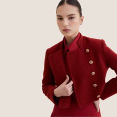 Wool Cropped Tweed Jacket - Red