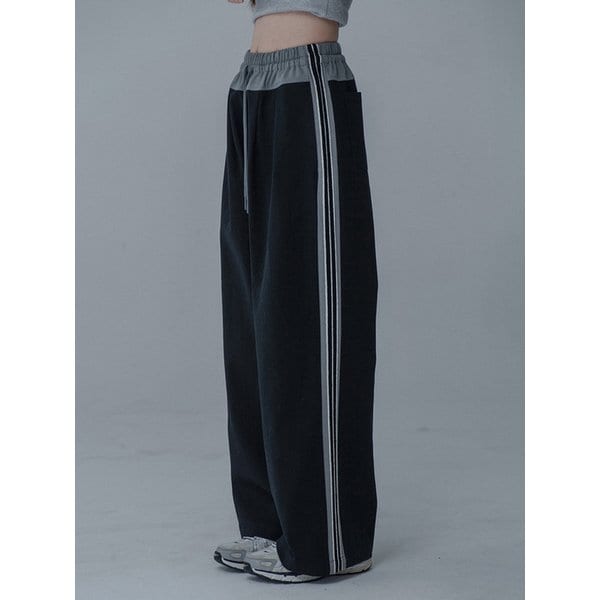 [리퍼브]COTTON TAPING WIDE PANTS_BLACK